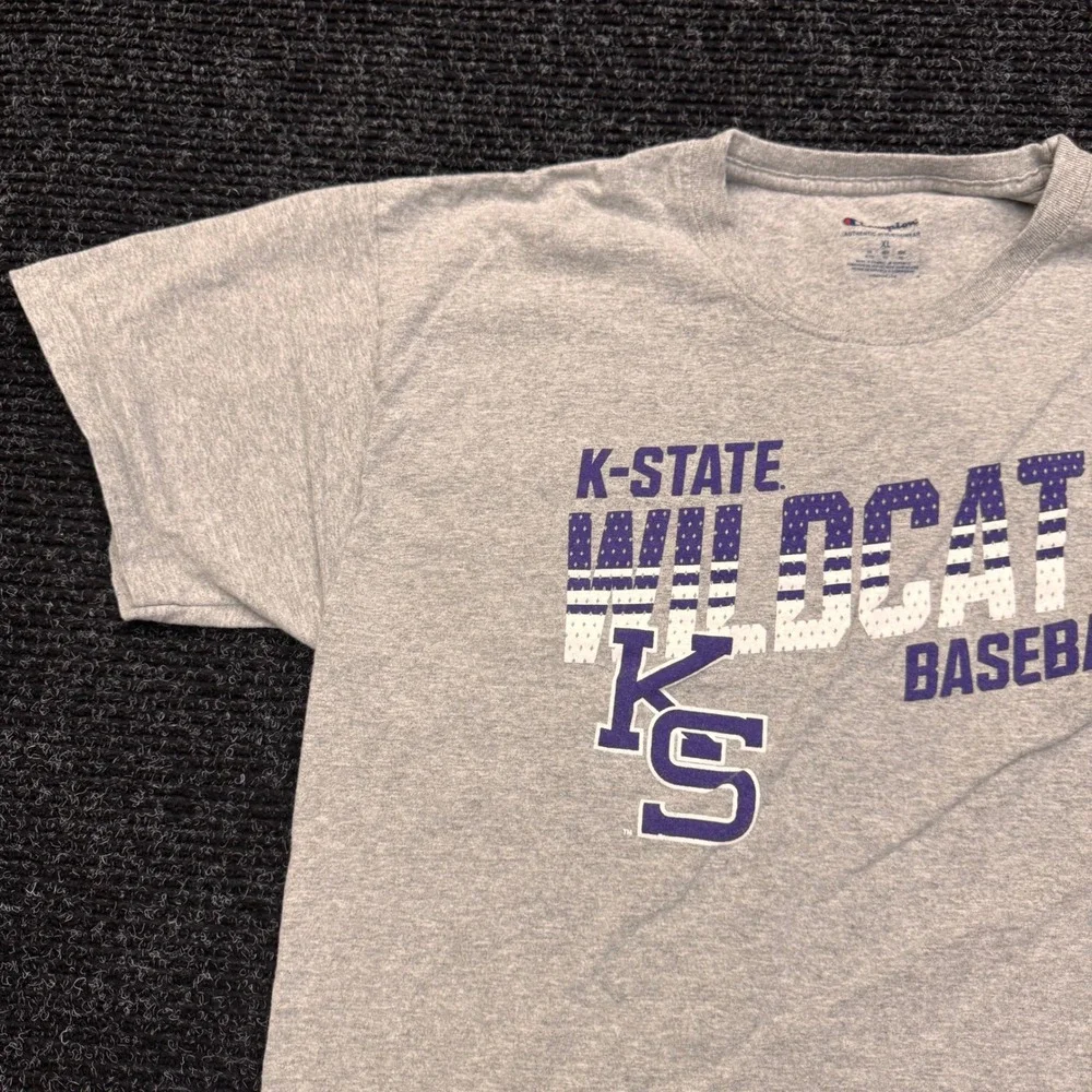 Champion Kansas State Wildcats Baseball T-Shirt Mens XL Gray KSU NCAA Tee - Picture 7 of 11